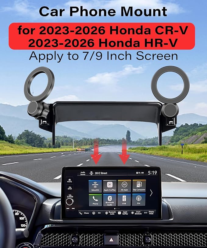 Magnetic Car Phone Mount for Honda HR-V HRV 2023-2026/CR-V CRV 2023 2024 2025 2026 Accessories,for MagSafe Strong Magnets Cell Phone Holder 7/9-Inch Screen Cradles,with Portable Phone Gripper