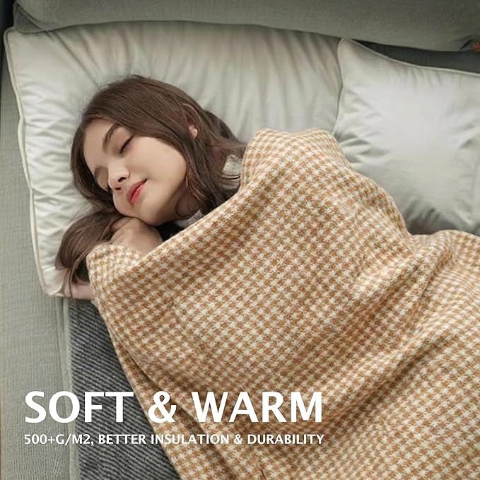 PuTian Merino Wool Camp Blanket - 36" x 63" Great for Bed Couch Camping Outdoors Travel Emergency -Large Warm Soft Washable Wool Throw