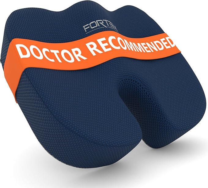 FORTEM Seat Cushion, Office Chair Cushion, Desk Chair Memory Foam, Sciatica Coccyx Tailbone Pain Relief, Pressure Relief, Sitting Pad, for Long Gaming & Sitting, Washable Cover, Non Slip, XL