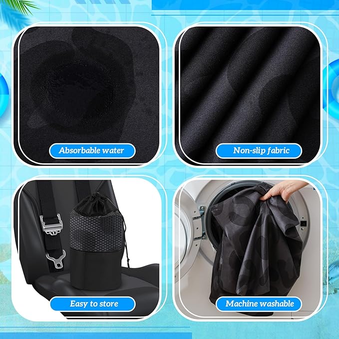 2 Pack Car Seat Towel Covers with Storage Bag 63 x 32 Inch Athletic Running Towel Seat Sweat Washable Non Slip Cover Gift for Car Outdoor Sport Activities (Black Leopard)