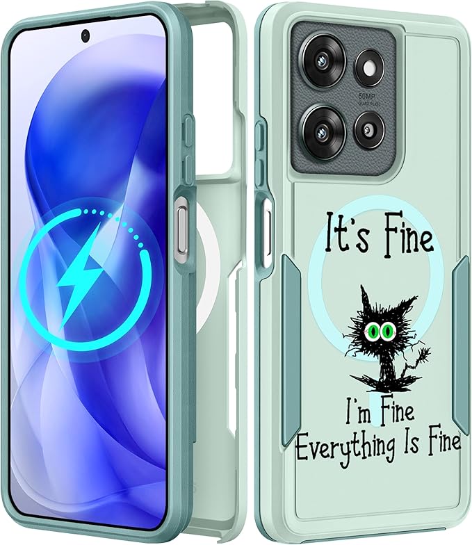 for Moto G 2025 Case Women - Compatible with MagSafe Cute Girls Magnetic Protective Phone Cover Cool Kawaii Girly Cat Heavy Duty Shockproof Design for Motorola Moto G 5G 2025 Cases