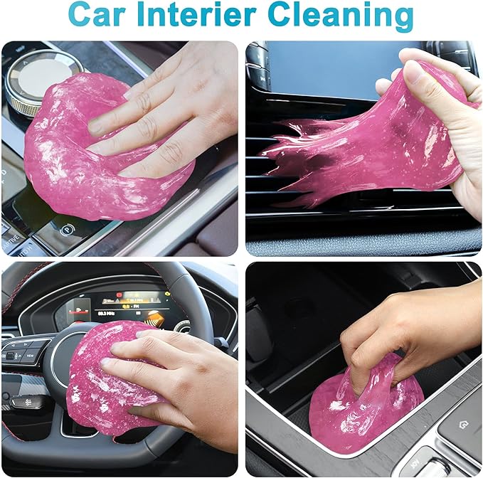 FiveJoy Car Cleaning Gel Universal Cleaning Putty for Car Interior, Reusable Auto Cleaning Slime Car Cleaning Supplies for Car Vent, Keyboard Cleaner Pink 3Pack