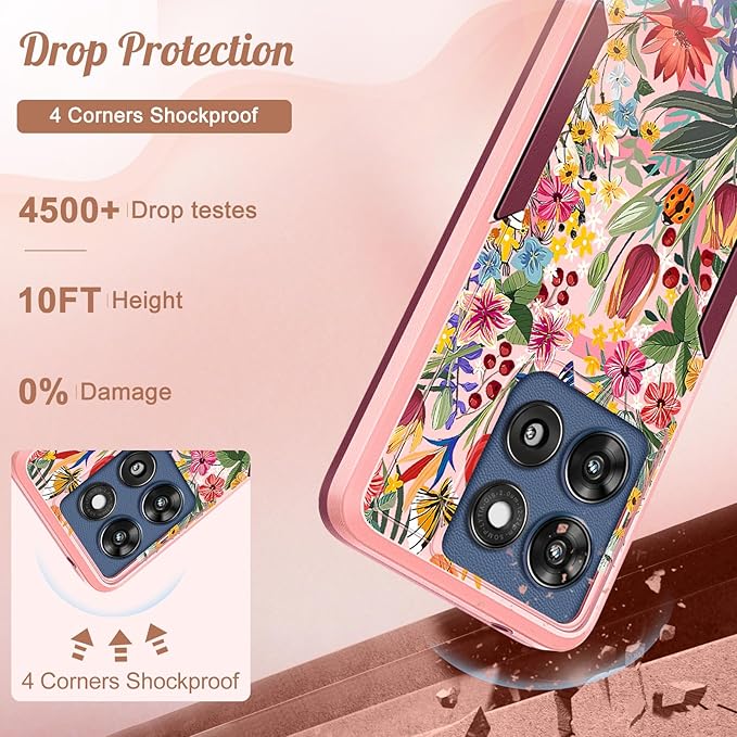for Moto G Stylus 2025 Case - Compatible with MagSafe Women Cute Girls Magnetic Phone Cover Girly Pretty Floral Flower Heavy Duty Shockproof Design for Motorola Moto G Stylus 5G 2025 Cases