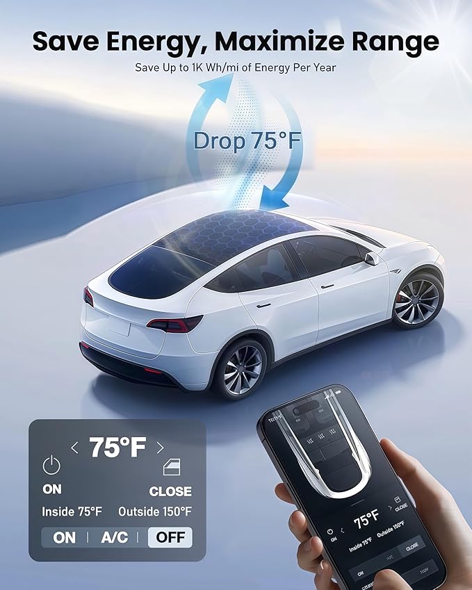 2026 Upgraded Tesla Model 3 Highland Sunshade Roof, UPF200+ Roof Sunshade with Storage Bag, No-Sag&No-Gaps Heat Insulation Foldable Roof Shade, Tesla Accessories for Highland 2024-2026,Gray