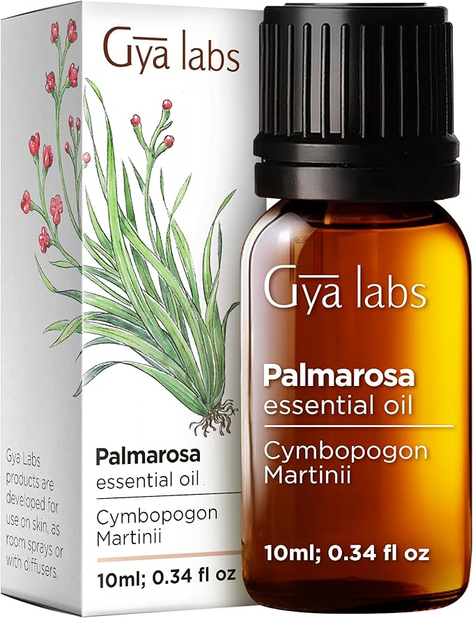 100% Pure Palmarosa Essential Oil - 0.34 Fl Oz - Palmarosa Oil for Hair, Skin, Diffuser, Aromatherapy & DIY Candle Making Scent