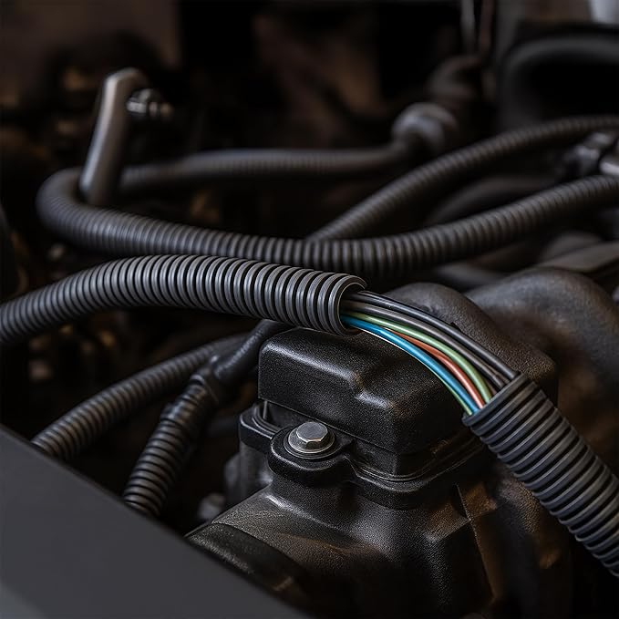 Electriduct Split Wire Loom Tubing Polyethylene Corrugated Flexible Conduit - 1/4" Nominal Size - 10 Feet - Black