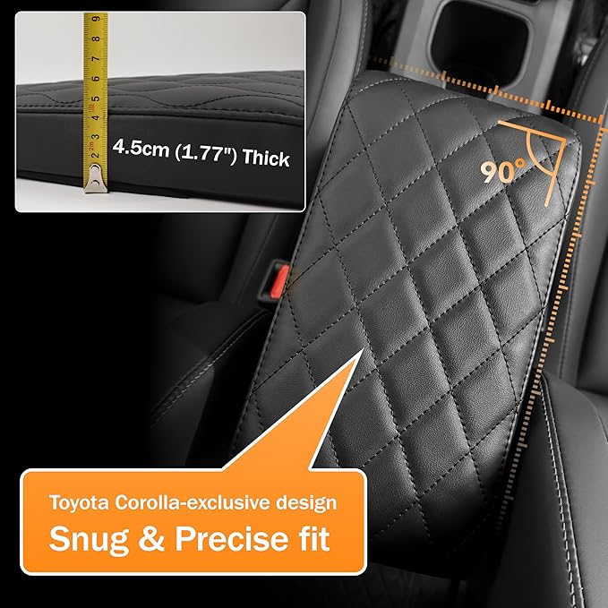 Corolla Center Console Cover/Pad Fit 2020-2023 2024 2025 2026,Faux Leather Toyota Corolla Armrest mat,Posture Improving Support Cushion,Protector Console,Waterproof, Wear-Resistant