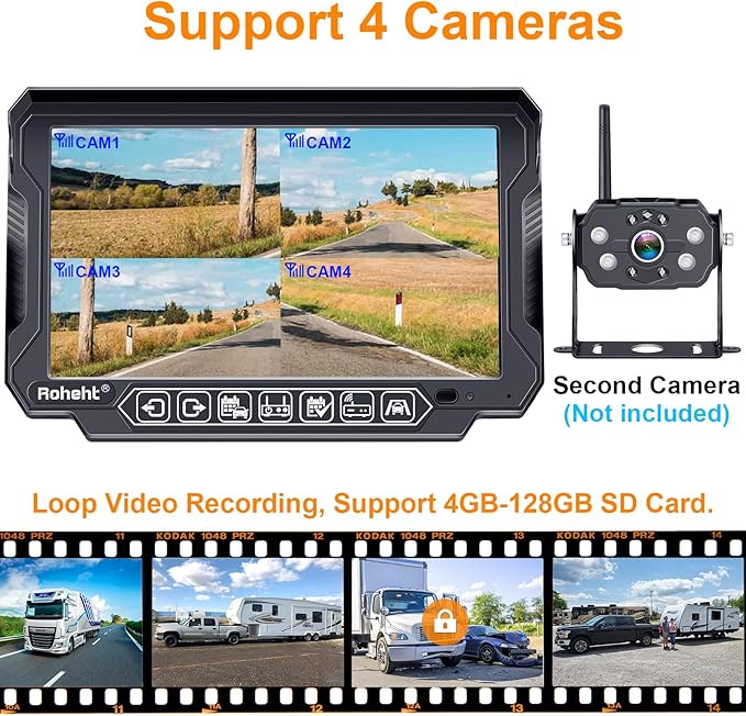 RV Backup Camera Wireless Strong Signal: HD 1080P 7'' Touch Key Recording Monitor Rear View System for Trailers/Trucks/5th Wheel 4 Channels Easy Setup Plug and Play for Furrion Pre-Wired Mount R9