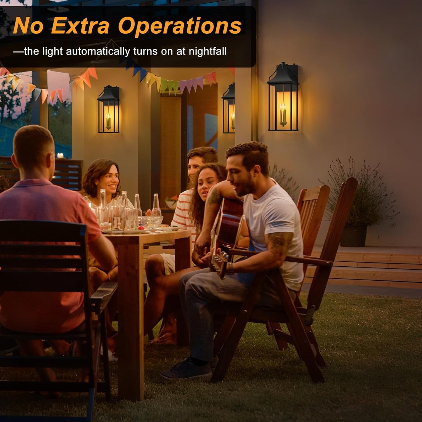 𝟮𝟱-𝗜𝗡𝗖𝗛 Outdoor Wall Lights Fixtures, Large Size Dusk to Dawn Waterproof Exterior Lanterns, Modern Porch Sconce Wall Mounted with Glass, Black Outside Lights for House Patio Front Door