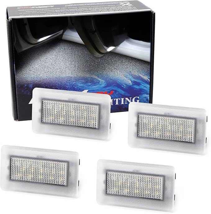 iJDMTOY 4-pack 3W High Power Xenon White Full LED Interior Lighting Kit Compatible With Tesla Model S 3 X Replace OEM Footwell, Step Courtesy, Trunk Area, Glove Box Lamps, etc