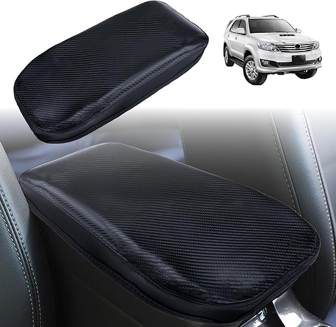Center Console Cover Compatible with Toyota RAV4 Accessories 2020-2025 and 2021-2025 RAV4 Prime, PU Leather Middle Console Lid Cover, Seat Protector Armrest Cushion Pad (Carbon Fiber Texture)