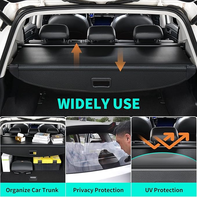 Tecoom Rear Cargo Cover fit for Equinox & GMC Terrain 2018-2025, Retractable Trunk Cover Organizer Security Shielding Shade Cover fit for Equinox GMC Terrain Accessories