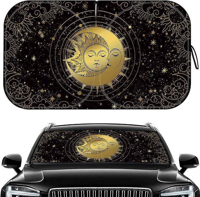 Car Windshield Sun Shade, Reflective Sunshade Blocks UV Rays, Keep Car Interior Cool, Front Foldable Windshield for Hatchback, Truck, SUV, MPV (55x32 inches)