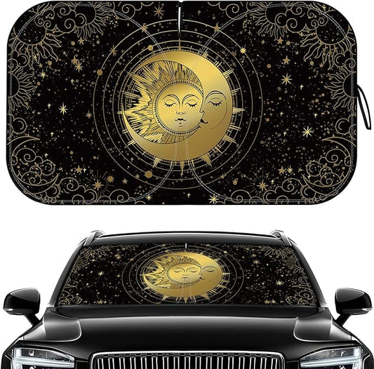 Car Windshield Sun Shade, Reflective Sunshade Blocks UV Rays, Keep Car Interior Cool, Front Foldable Windshield for Hatchback, Truck, SUV, MPV (55x32 inches)