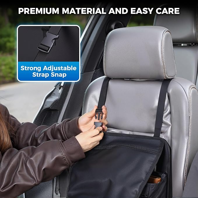 Tsumbay 2-in-1 Car Seat Organizer for Front Seat, Hanging Car Organizer with Laptop Compartment, Tablet Holder & Adjustable Shoulder Strap, Heavy-Duty Oxford Leather Office Organizer for SUV,Truck,Van