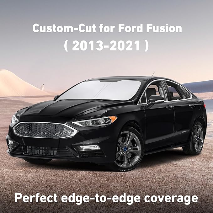 EcoNour Windshield Sunshade Compatible for Ford Fusion 2013-2019 2020 2021, Sun Visor for Front Windshield & Window Sun Shade Cover, UV Heat Blocker & Protector, Car Accessories
