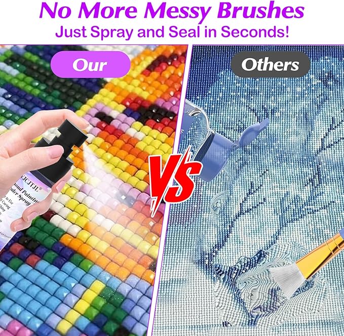 Upgraded Diamond Painting Sealer Spray - 30 Minutes Quick Dry Diamond Art Sealer Glue, Keep Diamond Art Fixed and Shiny, Diamond Art Accessories and Tools, Easy to Use, No Brush Needed (1 Pack)