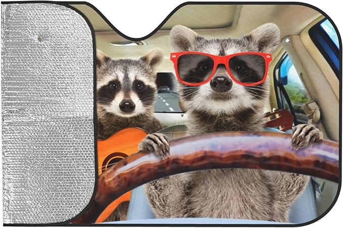 Begarm Three Funny Raccoons Animals Windshield Sun Shade for Car SUV Truck(51"" X 27.5"") Front Window Sun Shade Visor Shield Cover (Upgrade Hardened)