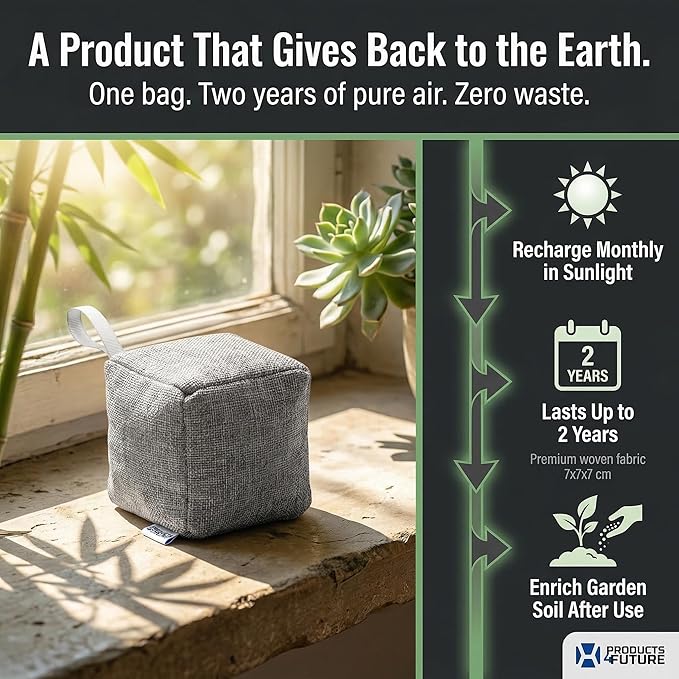 4 pack Naturally Activated Bamboo Charcoal Air Purifying Bags | Natural Home Deodorizer Bag | Charcoal Bag Odor Absorber For Pets | Odor Eliminator & Moisture Absorber Air Freshener Bag (100g Cube)