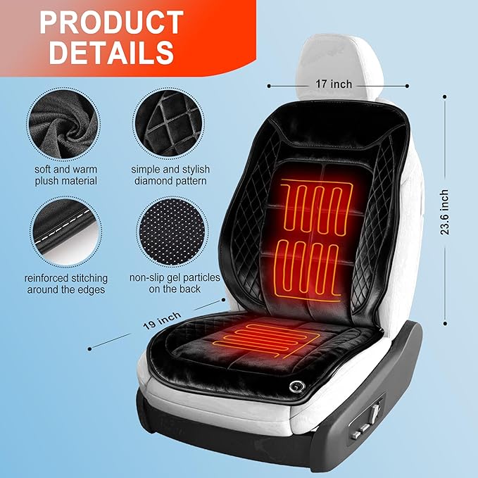 Car Seat Cushion Comfortable Seat Cover for Car Truck SUV Van, Full Back and Seat Cushions for Driver and Passenger (Black-1, 1PCS, Driver Seat)