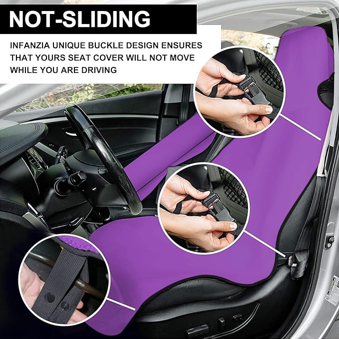 INFANZIA Premium Waterproof Seat Cover Towel Protector Neoprene Universal Fit, Upgraded 100% Washable & Removable Non-Slip Sweat Carseat Towel Covers, Perfect for Gym/Yoga/Workout（Purple,1PCS