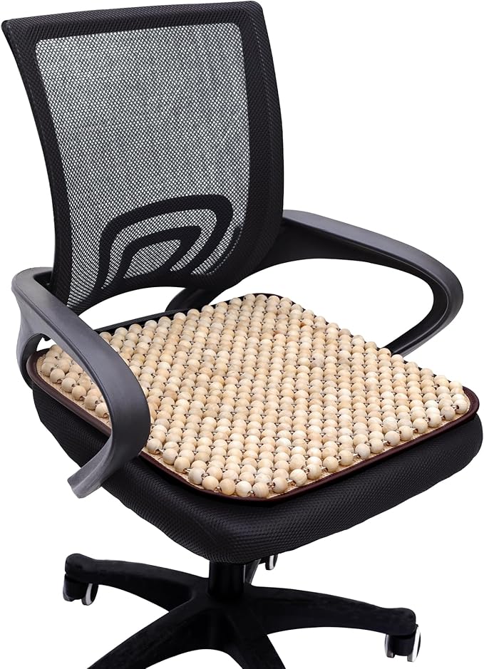 LACDL Beaded Car Seat Covers for Cars, Cooling Bead Seat Cover for Trucks & SUVs - Auto Ventilated Seat Cooler Pad, Natural Wood Breathable Beads - Sweat Protector for Summer, Burlywood