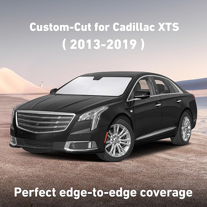 EcoNour Windshield Sunshade Compatible for Cadillac XTS 2013-2017 2018 2019, Sun Visor for Front Windshield & Window Sun Shade Cover, UV Heat Blocker & Protector, Car Accessories