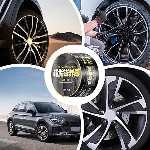 Tire Polish Paste – Stain Remover Cream, Multipurpose Wheel Cleaner | Glossy Tire Dressing Solution, Rim Restoration Polish, Auto Detailing Gel for Vehicles, Workshop, Garage, Cleaning Station, Car