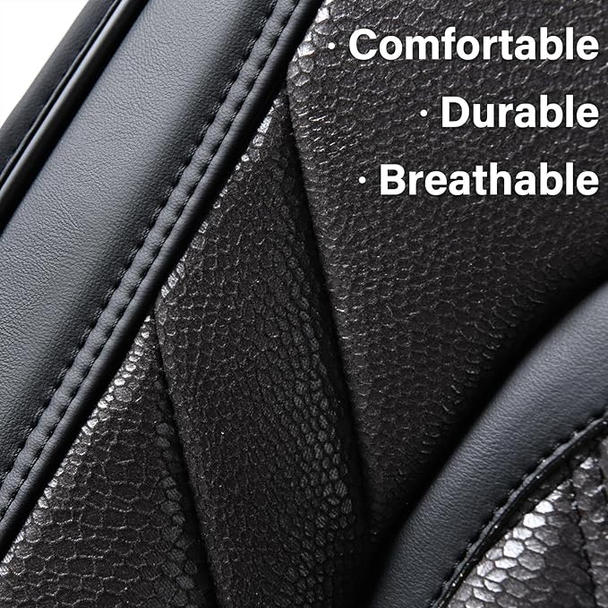 Coverado Car Seat Covers Front Seats, 2 Pack Waterproof Leather Seat Covers for Cars, Luxury Car Seat Protector, Anti-Slip Design Seat Cushions, Black Seat Covers Universal Fit for Most Cars