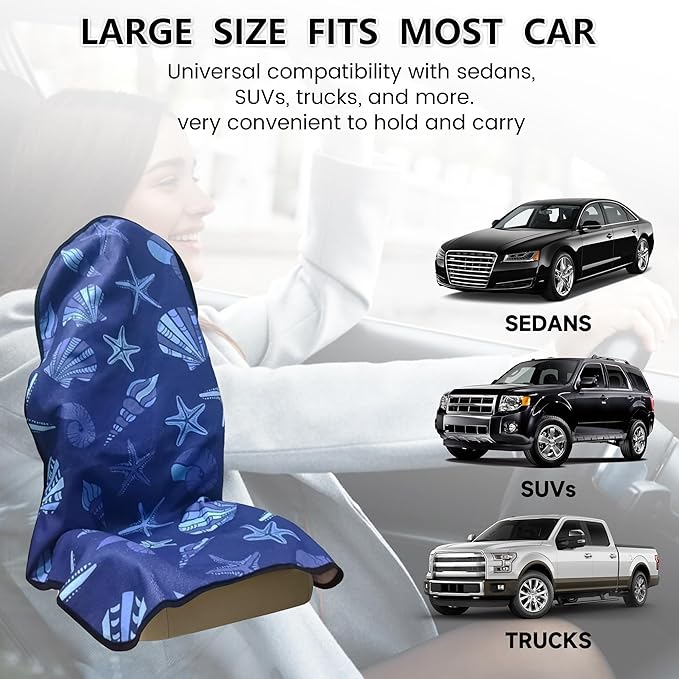 Car Seat Covers 1 Pack Waterproof Towel Car Seat Cover Universal Fit for Most Trucks SUV Fitness Athletes Pets Gym and Water Sport,Conch Shells Starfish