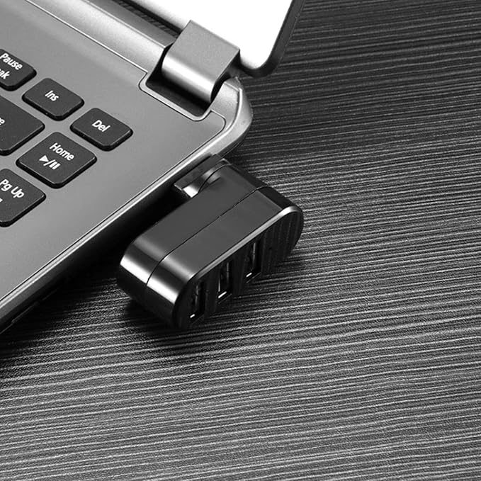 USB 3 Port Splitter, Mini USB Hub, USB 3 Port Compact Portable Rotatable HUB, USB Hub Dock [90°/180° Degree Rotatable] for Flash Drive Mobile HDD PC Laptop Notebook and More - Black