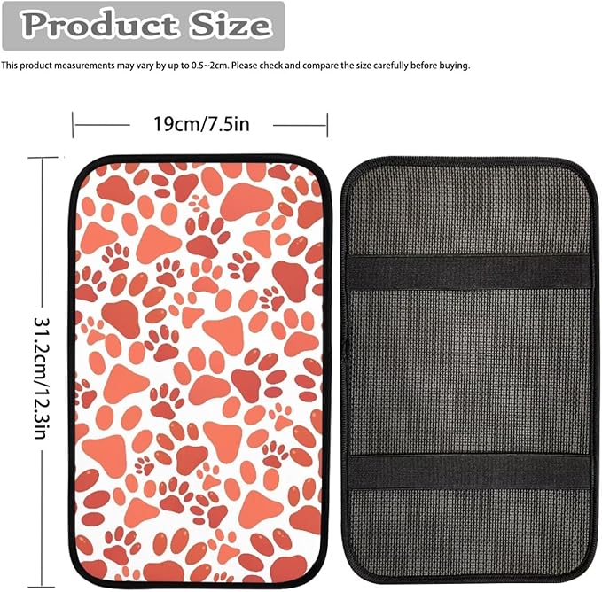 UNICEU Orange Dog Paw Car Center Console Cover Universal Fit Comfort Car Center Console Protector Universal Fit Arm Rest Cover Seat Storage Lid Covers for Women Men