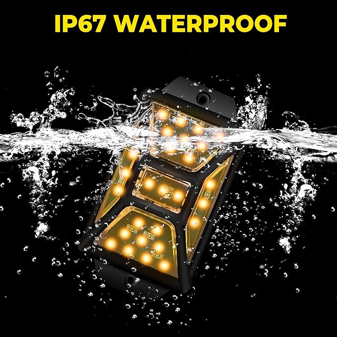 8 Pods Amber Rock Lights with 2 Pack Extension Wires,Waterproof Rock Lights Compatible with Trucks Jeep UTV SUV ATV Boat Golf Cart, High Bright Underglow Car Kits,Two-Path Led Rock Light(Patented)