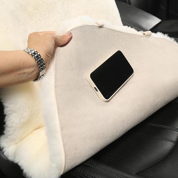 Natural Fur Sheepskin Universal car seat Covers for seat Cushion Auto Accessories, (Smoky Grey, Universal Fit)