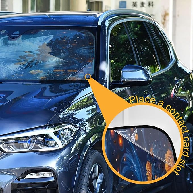 xigua Wolf Car Windshield Sunshade Foldable Front Window Sun Visor Protector for Car,SUV,Truck - Keep Vehicle Cool,55 x 27.6 Inch
