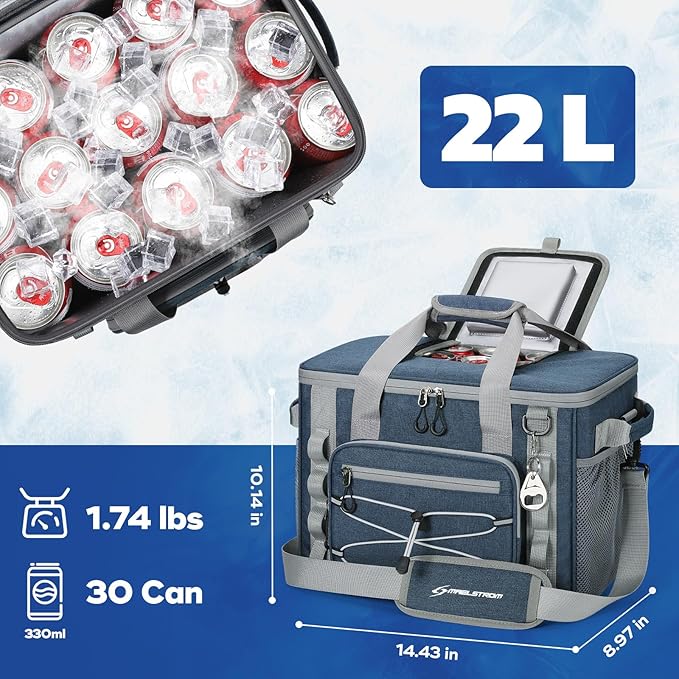 Maelstrom Soft Sided Cooler Bag, 30/40 Can Collapsible Insulated Ice Chest, Large Leakproof Portable Storage for Camping, Travel, Kayaking & Beach