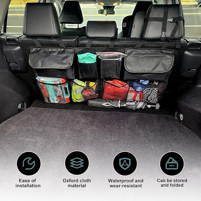 Car Trunk Organizer, Hanging Trunk Organizers, Large Capacity Back Seat Storage Bag, Foldable Cargo Organization Storage Bags Accessories, for SUV, Truck, Van