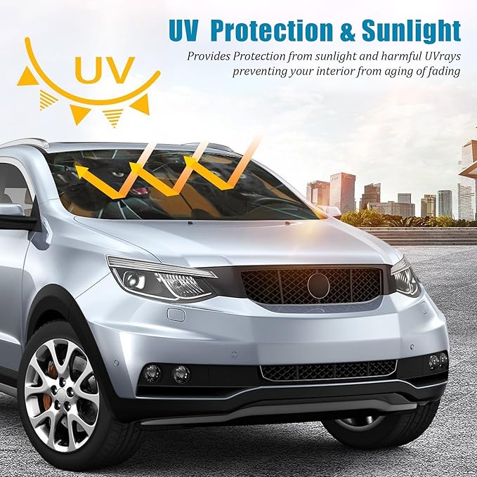 Cat Car Windshield Sun Shade Foldable Sunshade Front Window Cover Sun Visor Protector Accessories (59x27.5 inches)