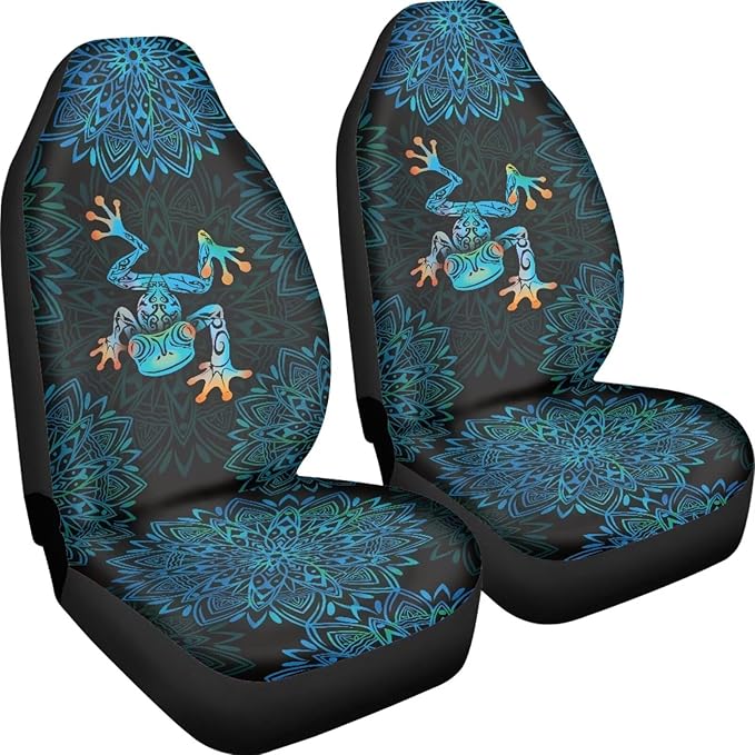 Car Seat Covers Front Seats Only Bucket Seat Protector Universal Fit Most Truck SUV Vans Aesthetic Car Accessories Automotive Interior Decor(2 Pack)（Frog 58）