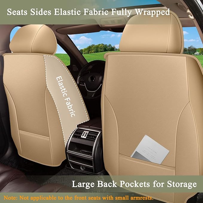 Breathable Car Seat Covers for Toyota Prius 2003-2015, Front Seats, Perforated Leather, Seat Protector, Interior Trim for Toyota Prius Accessories (Beige&Brown)