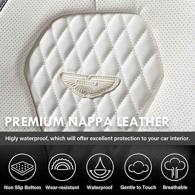 Coverado Seat Covers, Car Seat Covers Front Seats, Car Seat Cover, Waterproof Car Seat Covers, Car Seat Cushion, Front Car Seat Covers Leatherette Car Seat Protector Universal Fit Most Cars White
