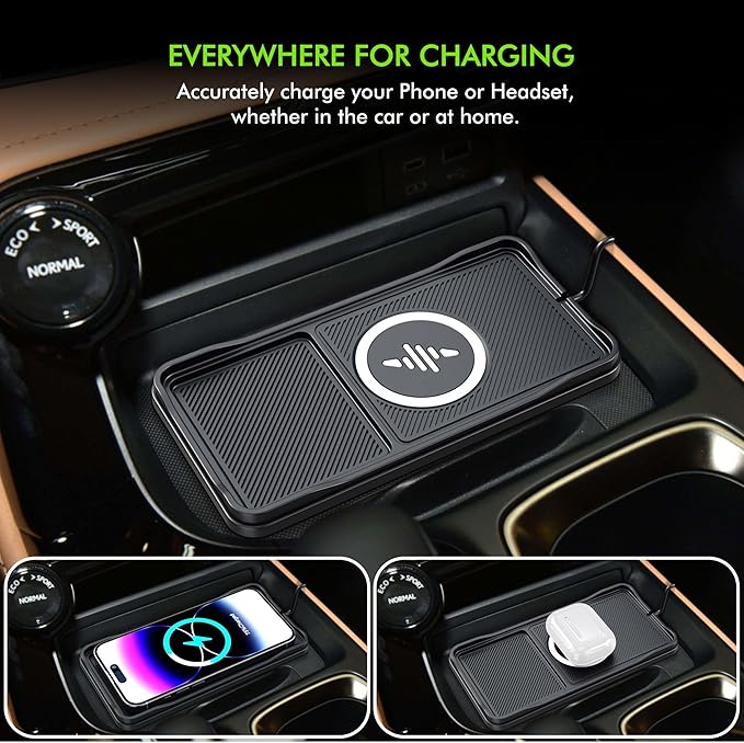 Wireless Car Charger Pad, 15w Fast Car Wireless Chargers Charging pad Non Slip Charger for Car Wireless Phone Charger for iPhone 17/16/15/14/13/12 Pro Max,Samsung S23 S22 S20 for Android, 30cm Cable