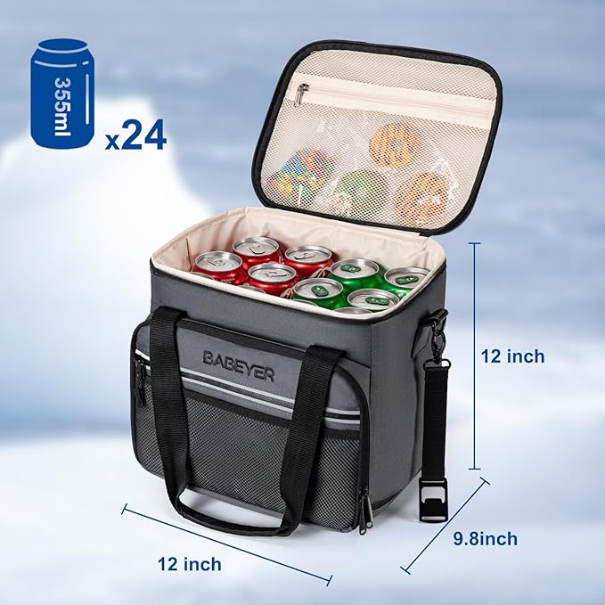 Soft Cooler Bag with Two Ice Packs,Collapsible Cooler for Travel with Adjustable Shoulder Strap,Large Capacity Leakproof Insulated Soft Sided Cooler Bag for Camping, Hiking, Picnic