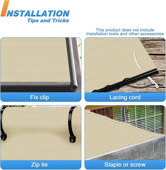 TANG Sun Shade Fabric Roll 8'x32' Shade Cloth for Garden Beige HDPE Mesh Shading Pergola Cover Replacement Canopy, 95% Blockage Sunshades for Outdoor Patio Backyard Plant