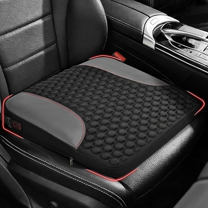 Car Seat Cushion for Driving, Driver Seat Pad with Honeycomb Message Dots - Ergonomic Auto Car Seat Pillow for Long Drives, Office Chair, Truck, Wheelchair - Coccyx & Lower Back Pain Relief - Black