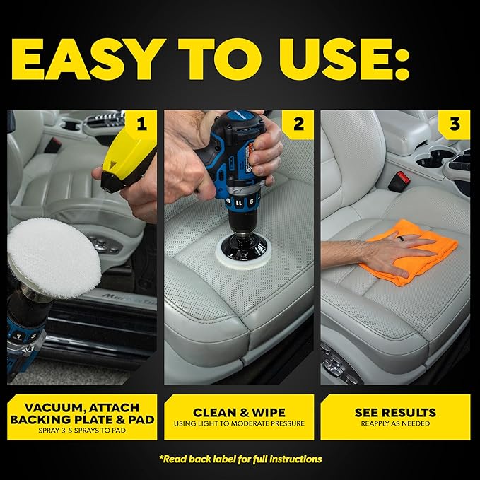 Meguiar's Leather Care Kit,This Car Care Kit Includes a Premium Car Leather Cleaner and Conditioner, Drill Backing Plate, Cleaning Disc, Microfiber to Effectively Deep Clean, Nourish & Protect, Kit