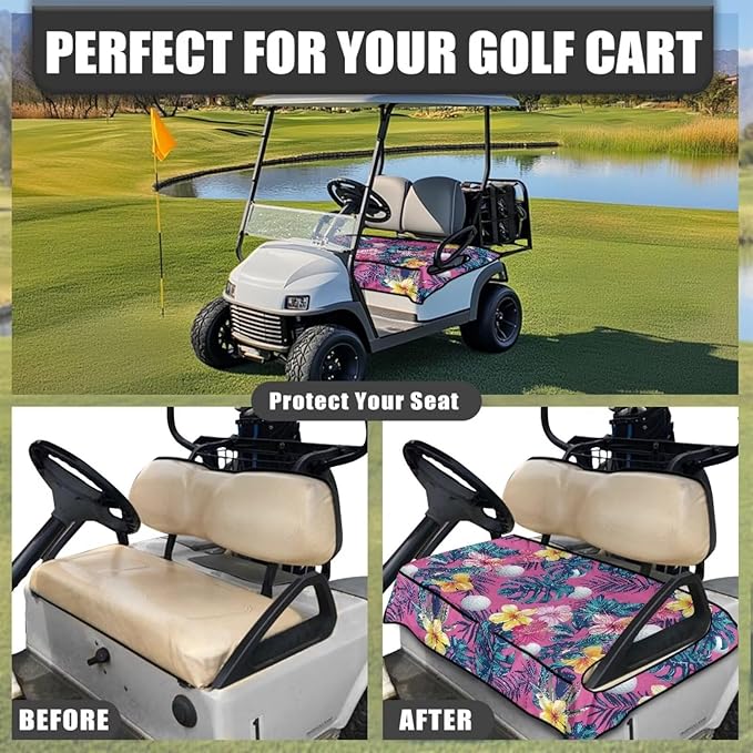 Biyejit Golf Cart Seat Covers with 4 Pockets Golf Cart Seat Towel Blanket Fits 2-Seat Golf Carts, Golf Cart Accessories