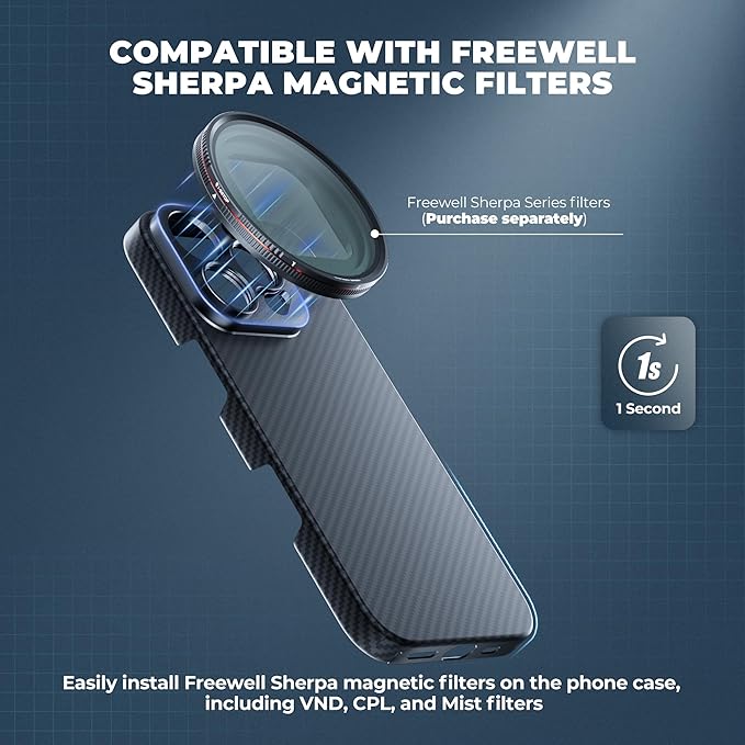 FREEWELL Pro Filmmaker Case for iPhone 16 Pro - Magnetic Filters & 17mm Lens Mount Black