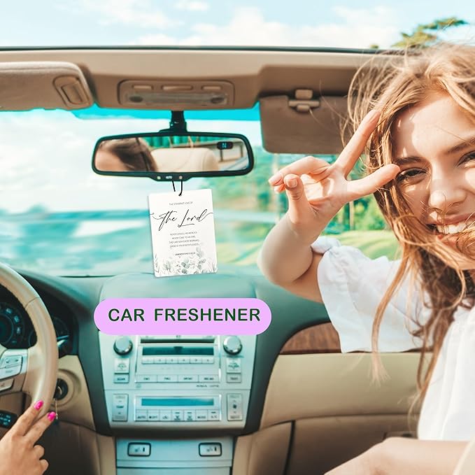 Green Eucalyptus Christian Car Air Freshener, Botanical Bible Verses Air Freshener Hanging 3 Pcs for Cars Closet Drawer or Books, Religious Christian God Car Accessories Mirror Decor for Women