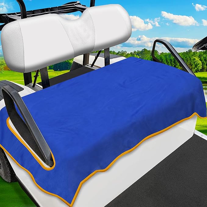 Golf Cart Seat Covers, Breathable Golf Cart Seat Towel Blanket, Keeps Seats Dry & Comfortable in All Weather, Universal 51"x30" for EZGO, Yamaha, Club Car and More 2/4-seats Cart, Blue